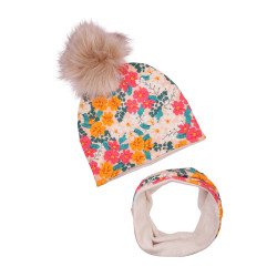 KOMPLET ZIMOWY FIORE AMORE Z POMPONEM
