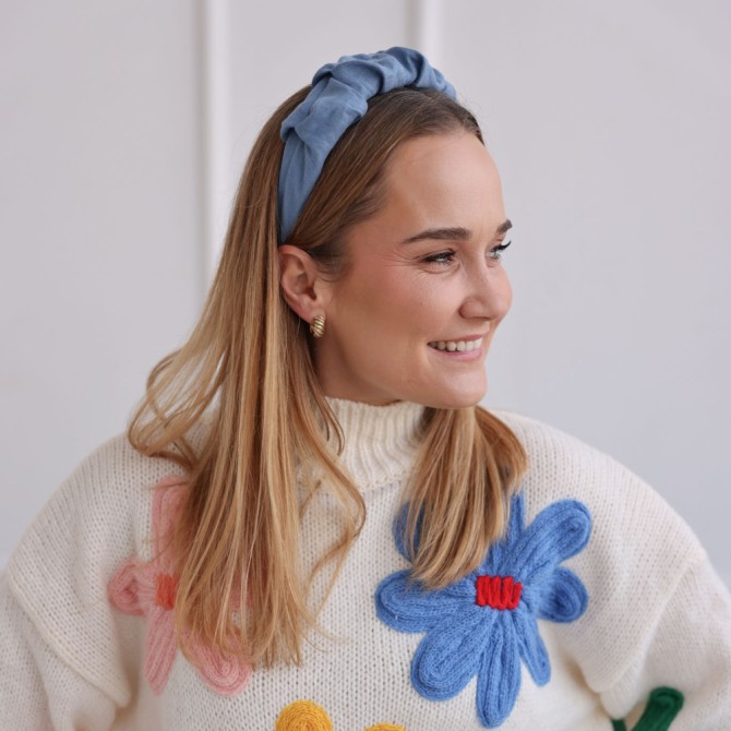 RIPPLE HEADBAND BLUE LINEN