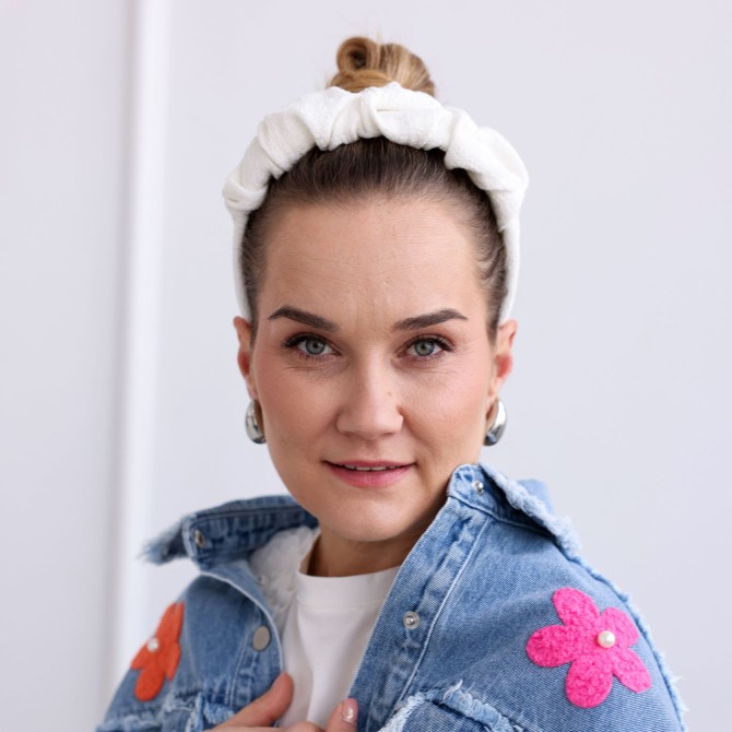RIPPLE HEADBAND LINEN KRESZ CREAM