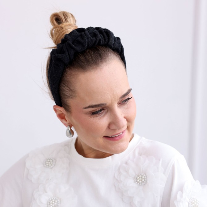 RIPPLE HEADBAND LINEN KRESZ BLACK