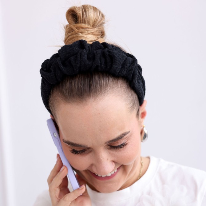 RIPPLE HEADBAND LINEN KRESZ BLACK